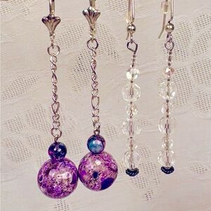 Earrings Handcrafted 2for1 SALE PRICE!
PURPLE GLASS BEADS & FACETED CRYSTALS